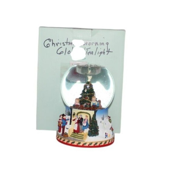 Party Light Christmas Morning Tealight Candle Holder Snow Globe Musical - Picture 7 of 7